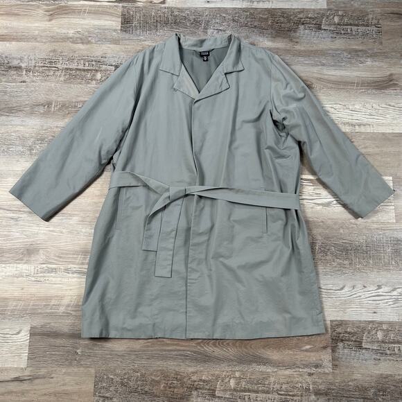 Eileen Fisher Italian Fabric Gray Belted Trench Coat Size XL Minimalist - Picture 1 of 8